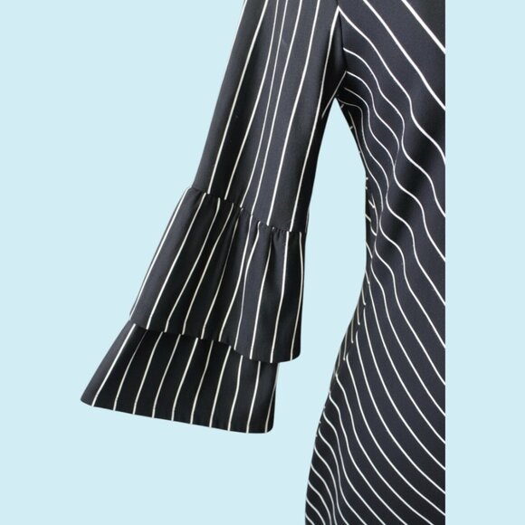 Anthropologie Sunday in Brooklyn Dress Medium Black Striped Bell Sleeve NWOT - Picture 6 of 10